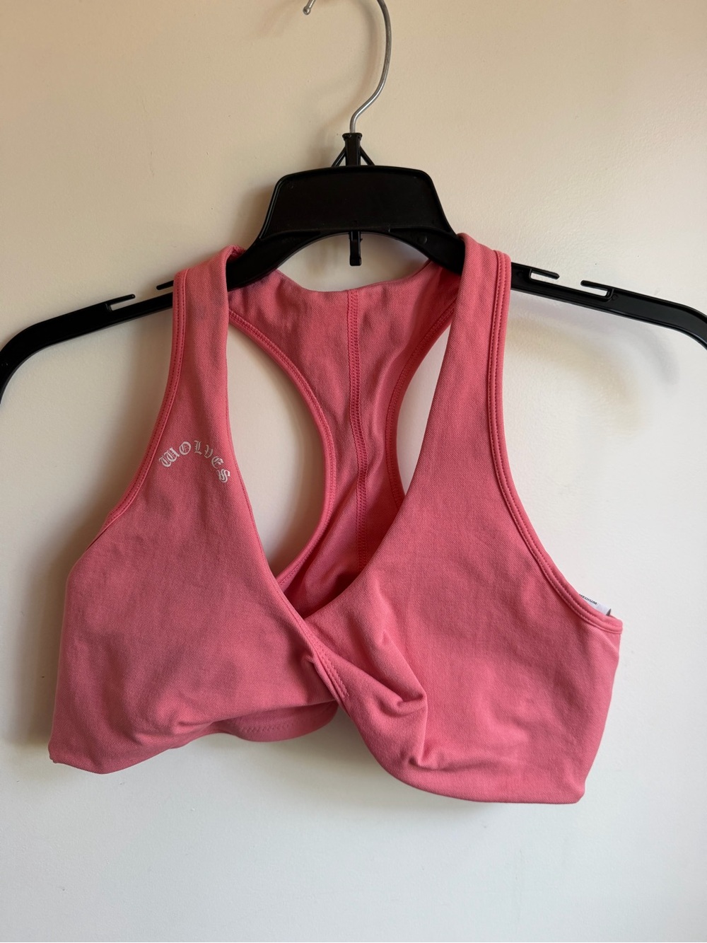 Darc Sport Coral Pink Twist-Front Racerback Sports Bra